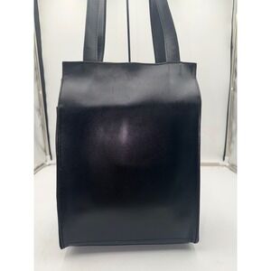 Village Tannery New York Black Leather Vintage Structured ToteBag Zipper Closure